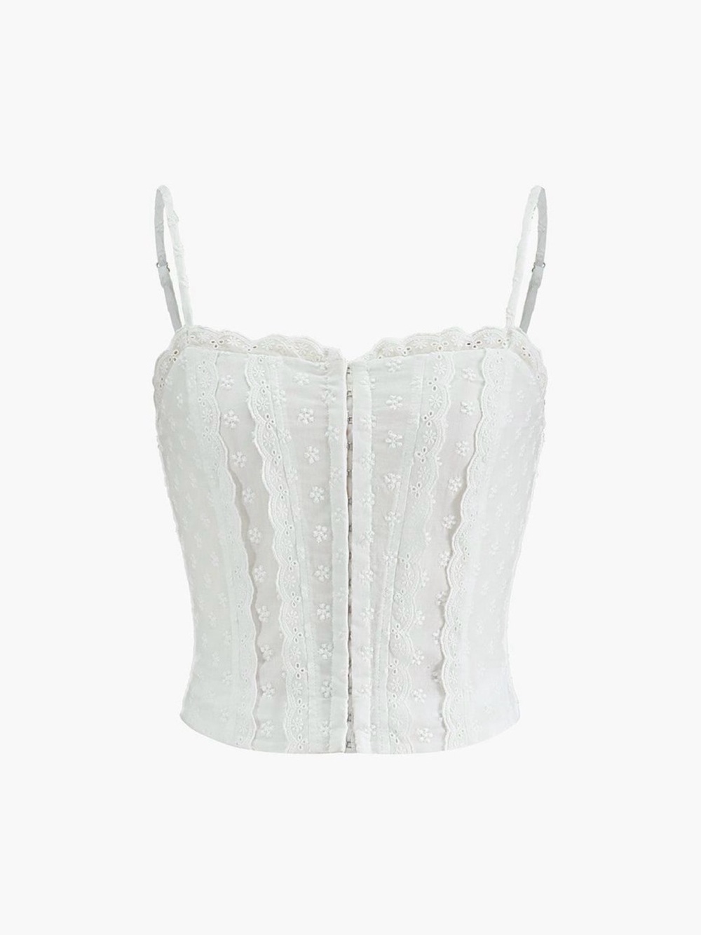 Commense White Lace Eyelet Corset Tank Top - Women's
